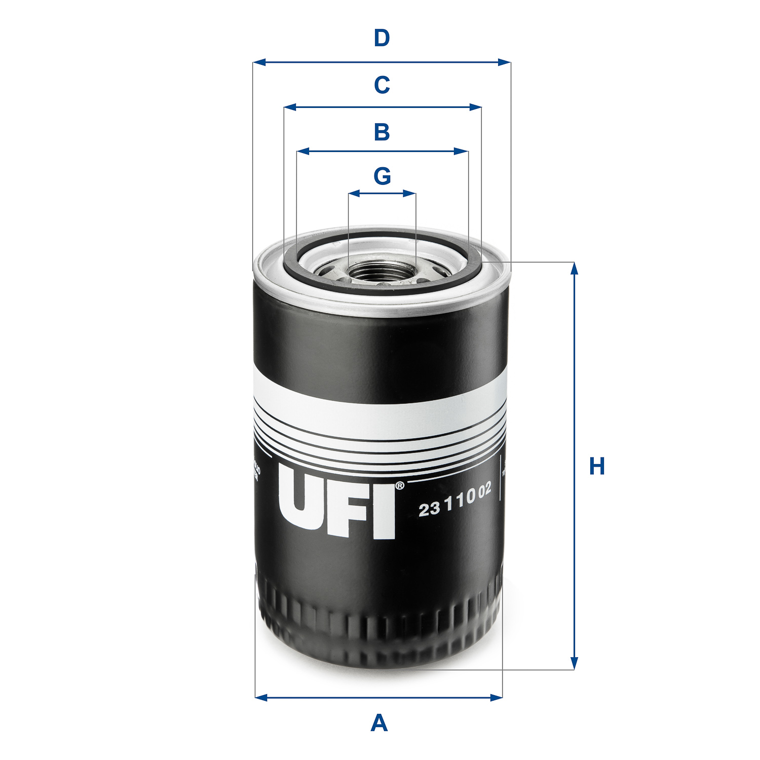 UFI Oliefilter 2311002 Påskruet 140mm 1-12 UNF for DAF IVECO VM FORD STEYR RENAULT PORSCHE LAMBORGHINI MWM RENAULT TRUCKS