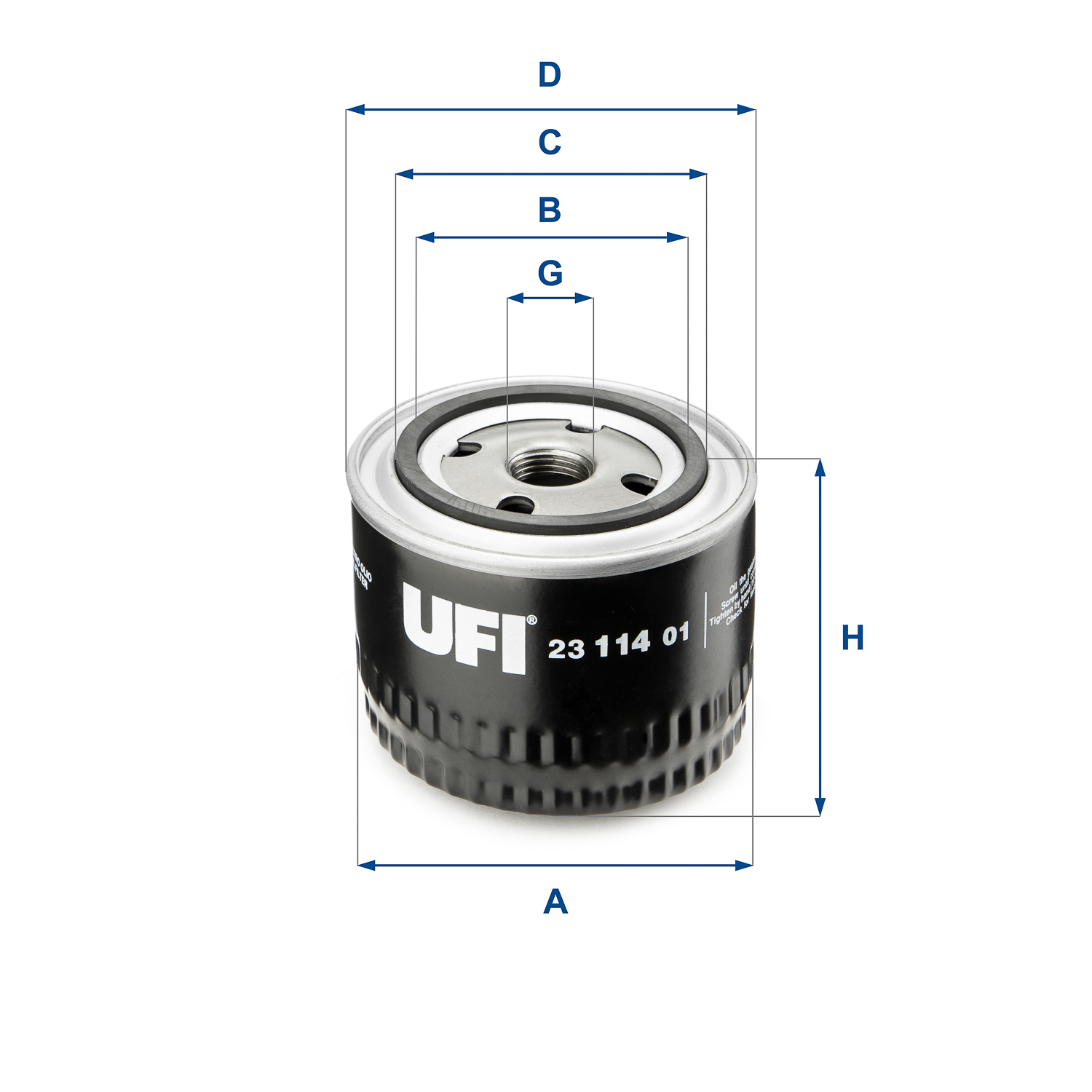 UFI Oliefilter 2311401 Påskruet 69mm 3/4-16 UNF for DAF VOLVO FORD FIAT GENERAL MOTORS RENAULT VM