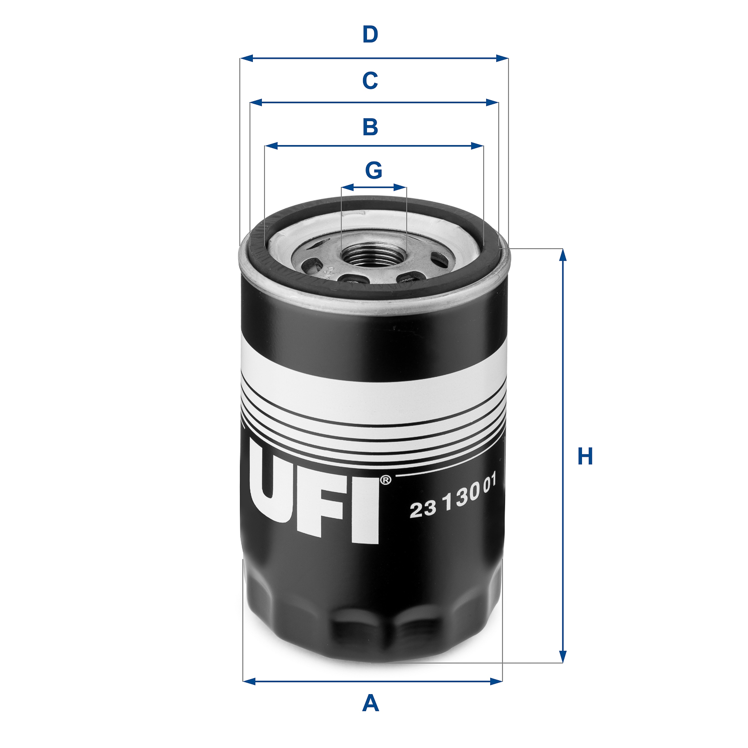 UFI Oliefilter 2313001 Påskruet 120mm 3/4-16 UNF for VAG FORD GENERAL MOTORS PORSCHE CITROËN
