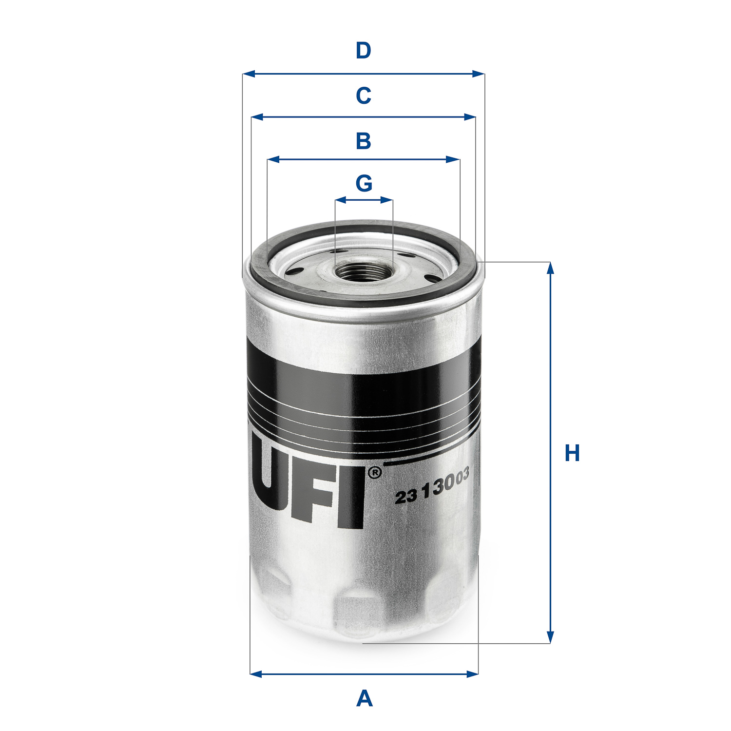 UFI Oliefilter 2313003 Påskruet 123mm 3/4-16 UNF for FORD MERCEDES-BENZ