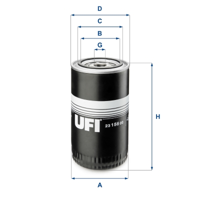 UFI Oliefilter 2315600 Påskruet 174mm 3/4-16 UNF for FORD VM VOLVO GENERAL MOTORS TALBOT RENAULT VAG MAN