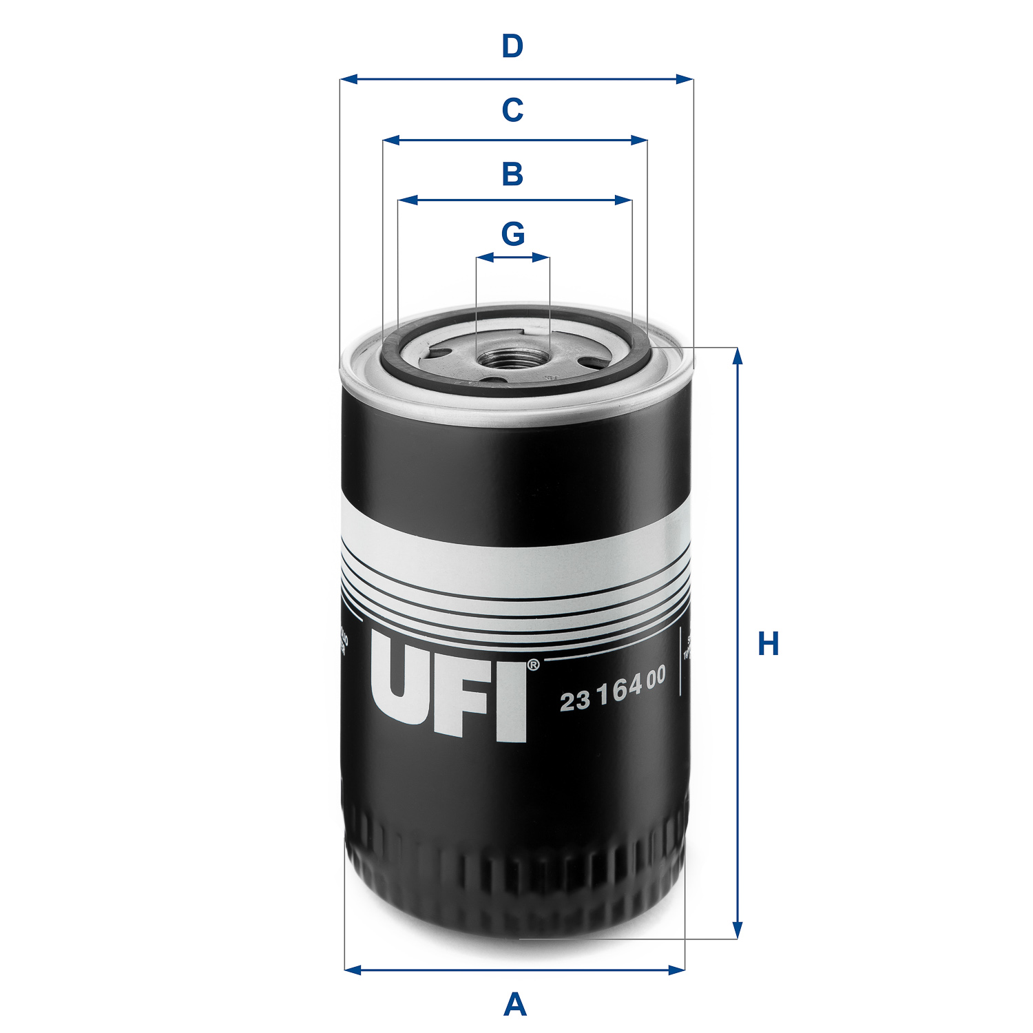 UFI Oliefilter 2316400 Påskruet 119mm 3/4-16 UNF for VOLVO FORD GENERAL MOTORS VAG CITROËN