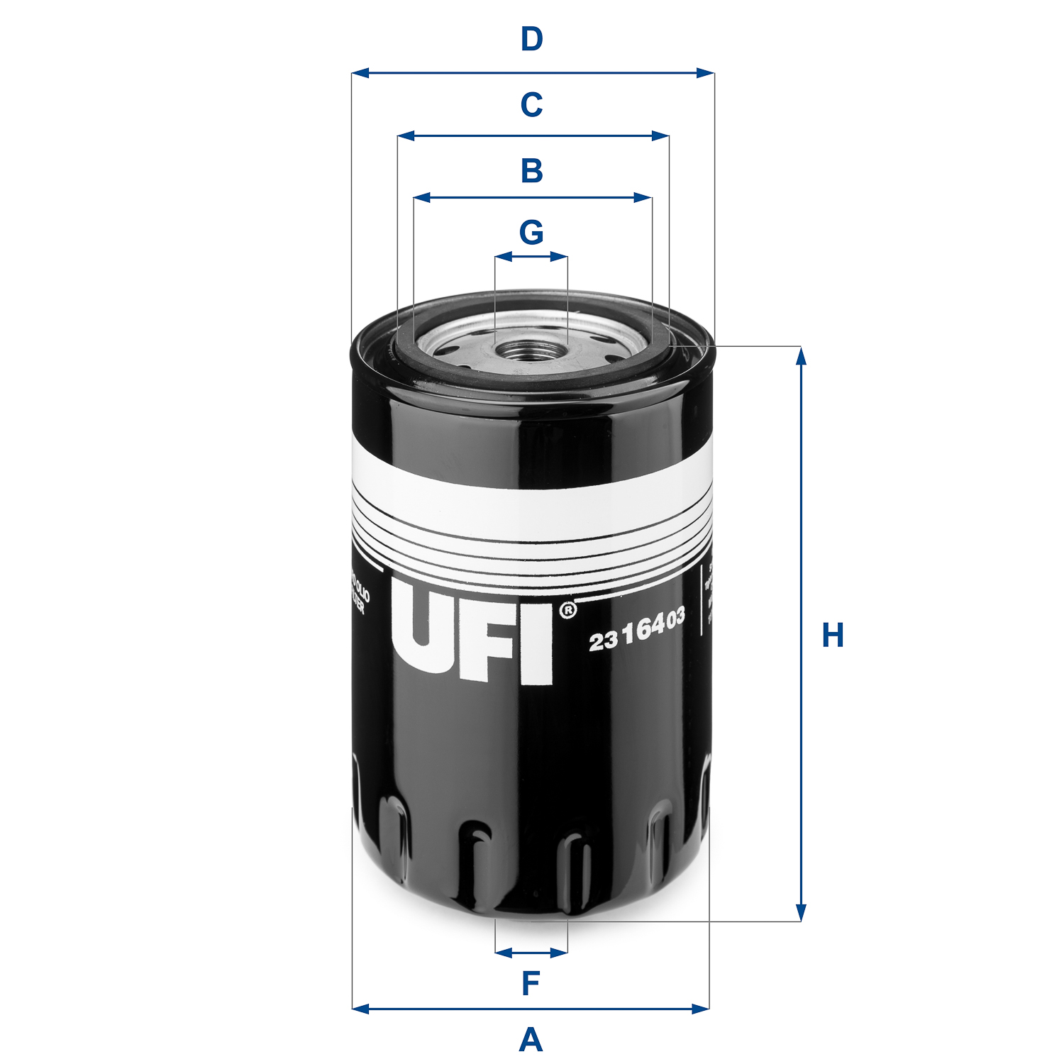 UFI Oliefilter 2316403 Påskruet 119mm 3/4-16 UNF for VOLVO FORD GENERAL MOTORS VAG