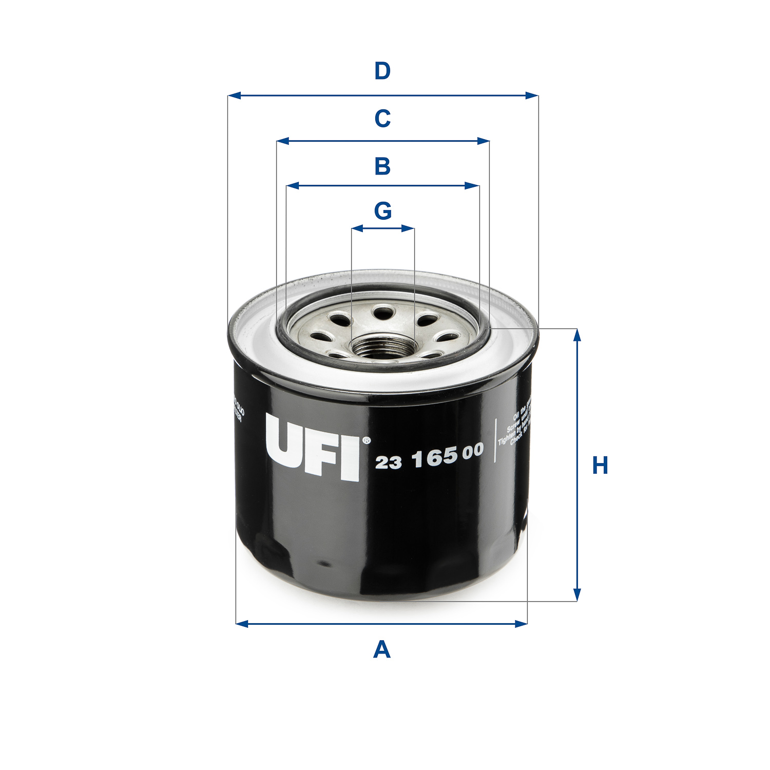 UFI Oliefilter 2316500 Påskruet 80mm M 20 X 1,5 for MITSUBISHI ISUZU