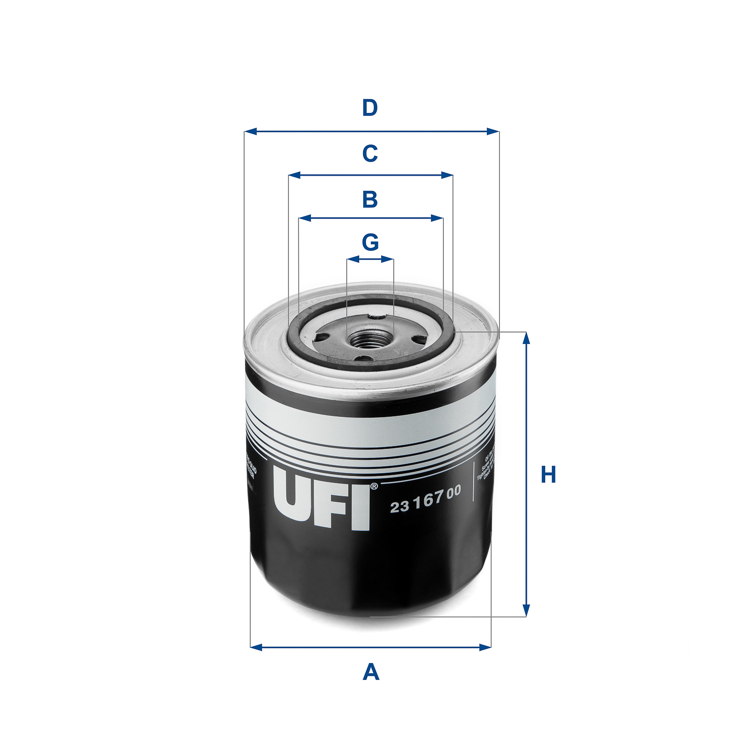 UFI Oliefilter 2316700 Påskruet 115mm 3/4-16 UNF for IVECO FIAT FORD VOLVO GENERAL MOTORS RENAULT VAG