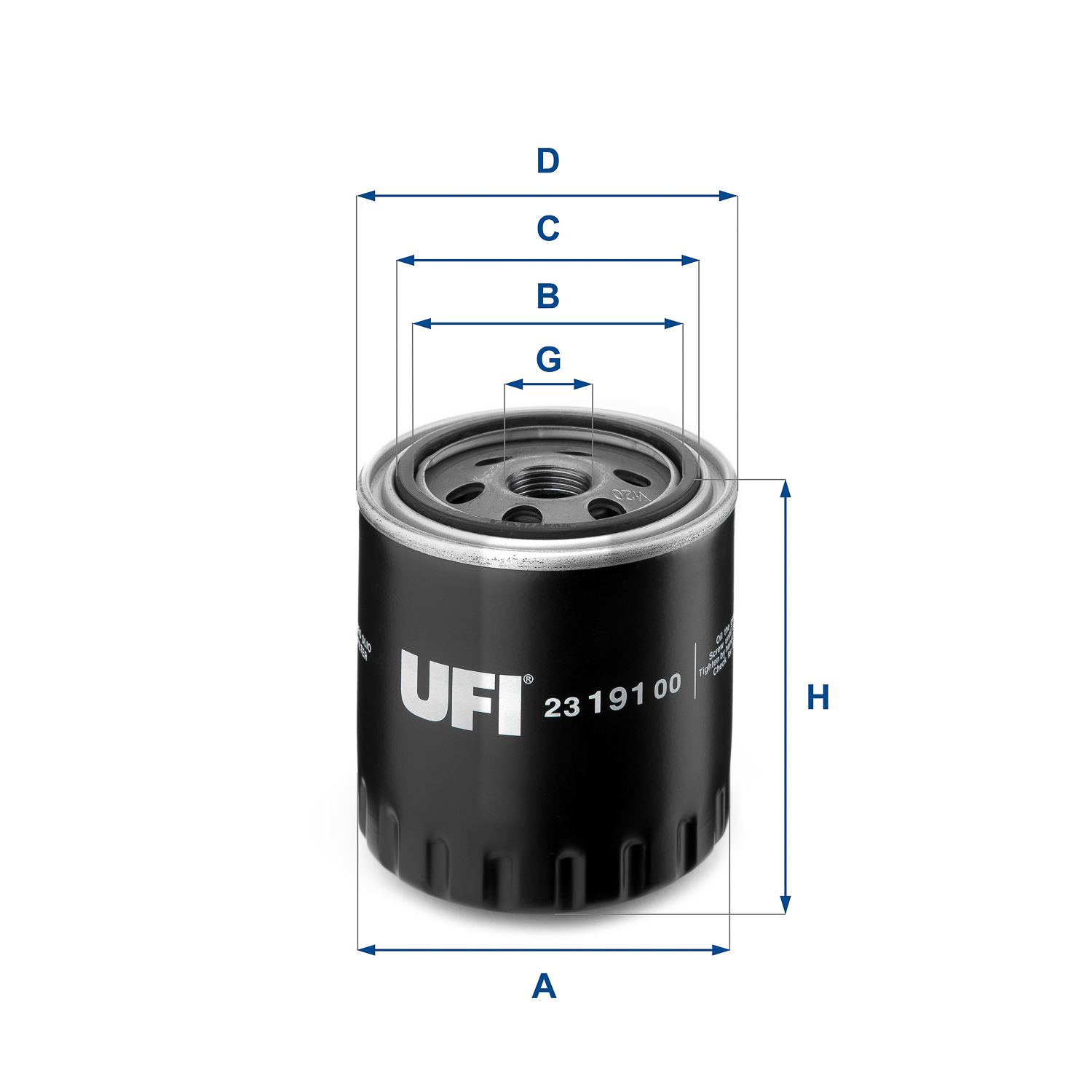 UFI Oliefilter 2319100 Påskruet 90mm M 20 X 1,5 for PEUGEOT DAF FORD FIAT GENERAL MOTORS CITROËN TATA RENAULT TALBOT