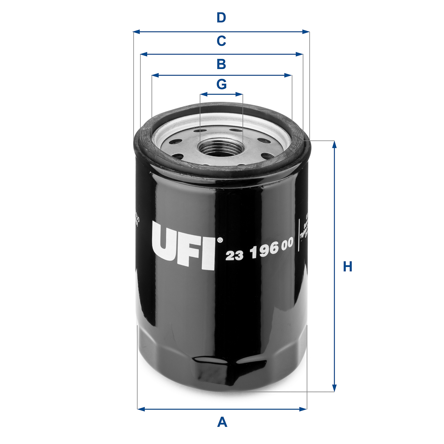 UFI Oliefilter 2319600 Påskruet 102mm M 20 X 1,5 for FORD FIAT INNOCENTI CITROËN PEUGEOT