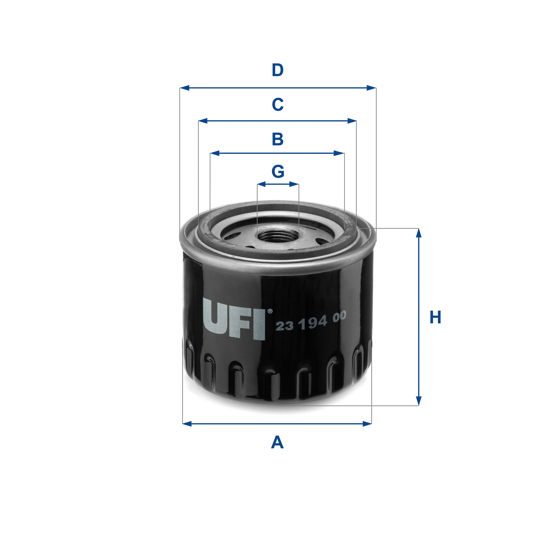 UFI Oliefilter 2319400 Påskruet 50mm M 20 X 1,5 for FORD GENERAL MOTORS RENAULT CITROËN
