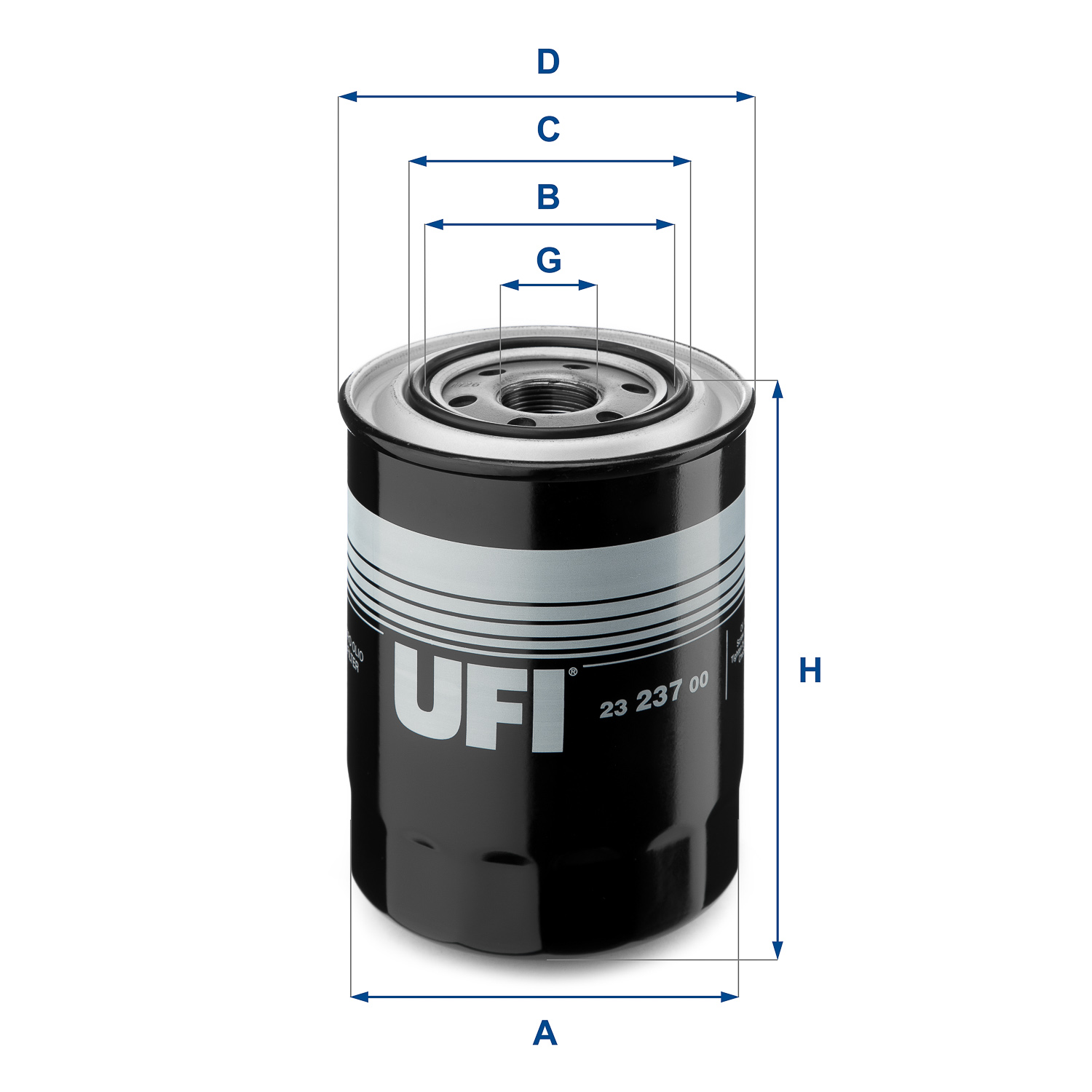 UFI Oliefilter 2323700 Påskruet 131mm M 26 X 1,5 for HYUNDAI MITSUBISHI