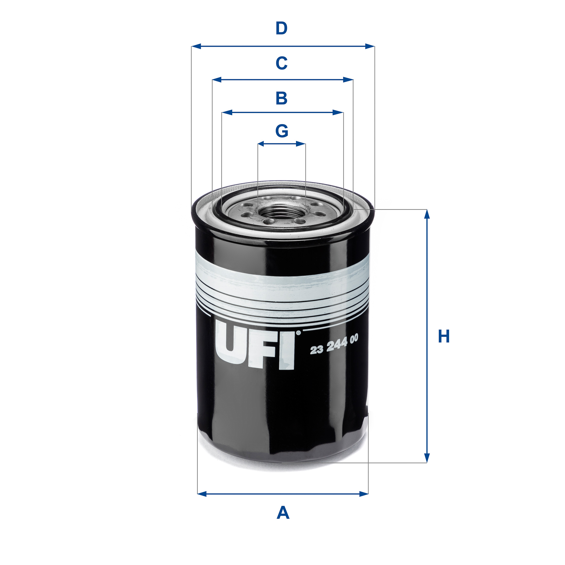 UFI Oliefilter 2324400 Påskruet 122mm 1-12 UNF for NISSAN