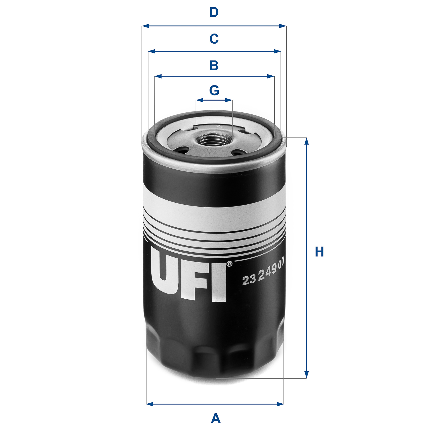 UFI Oliefilter 2324900 Påskruet 123mm 3/4-16 UNF for OPEL CHRYSLER FIAT GENERAL MOTORS VM