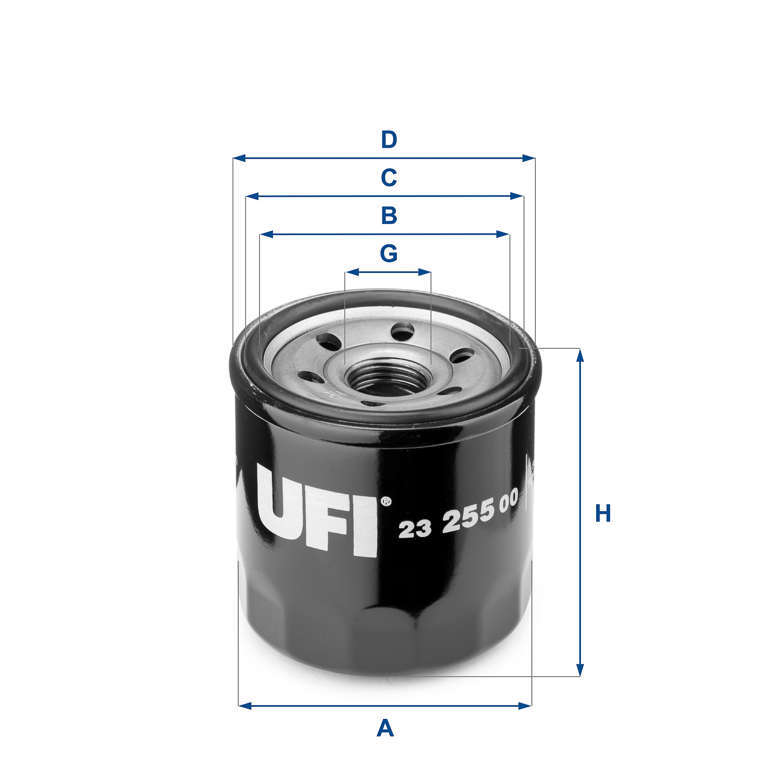 UFI Oliefilter 2325500 Påskruet 90mm 3/4-16 UNF for PIAGGIO OPEL GENERAL MOTORS DAEWOO DAIHATSU SUZUKI