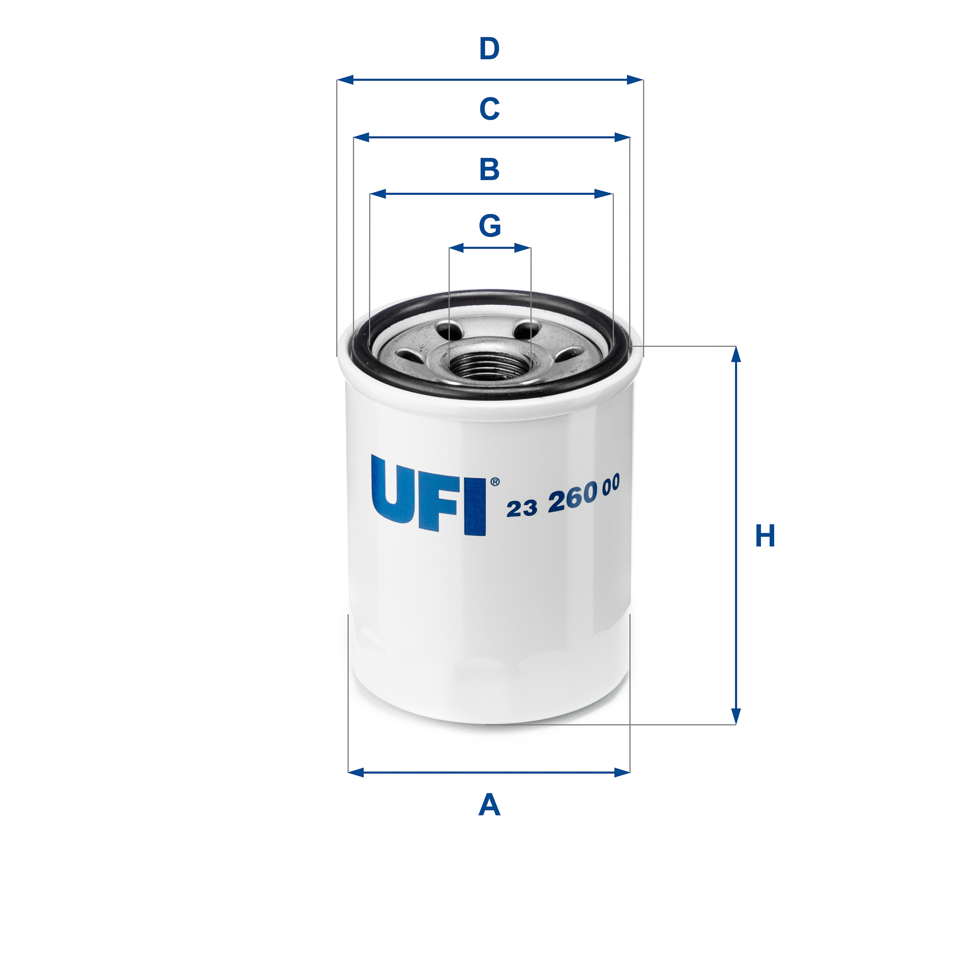 UFI Oliefilter 2326000 Påskruet 86mm M 20 X 1,5 for FORD MAZDA KIA
