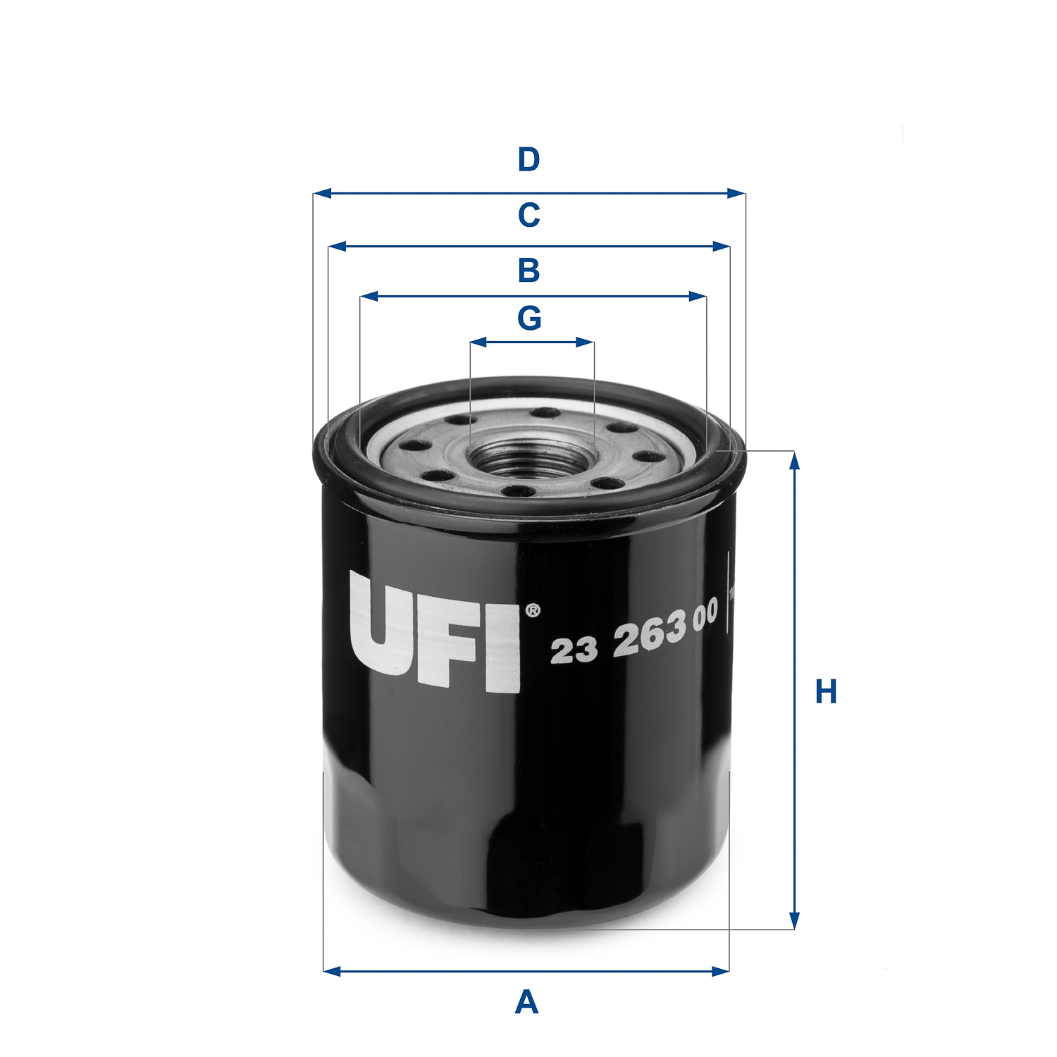 UFI Oliefilter 2326300 Påskruet 75mm 3/4-16 UNF for PEUGEOT CITROËN NISSAN SUZUKI TOYOTA