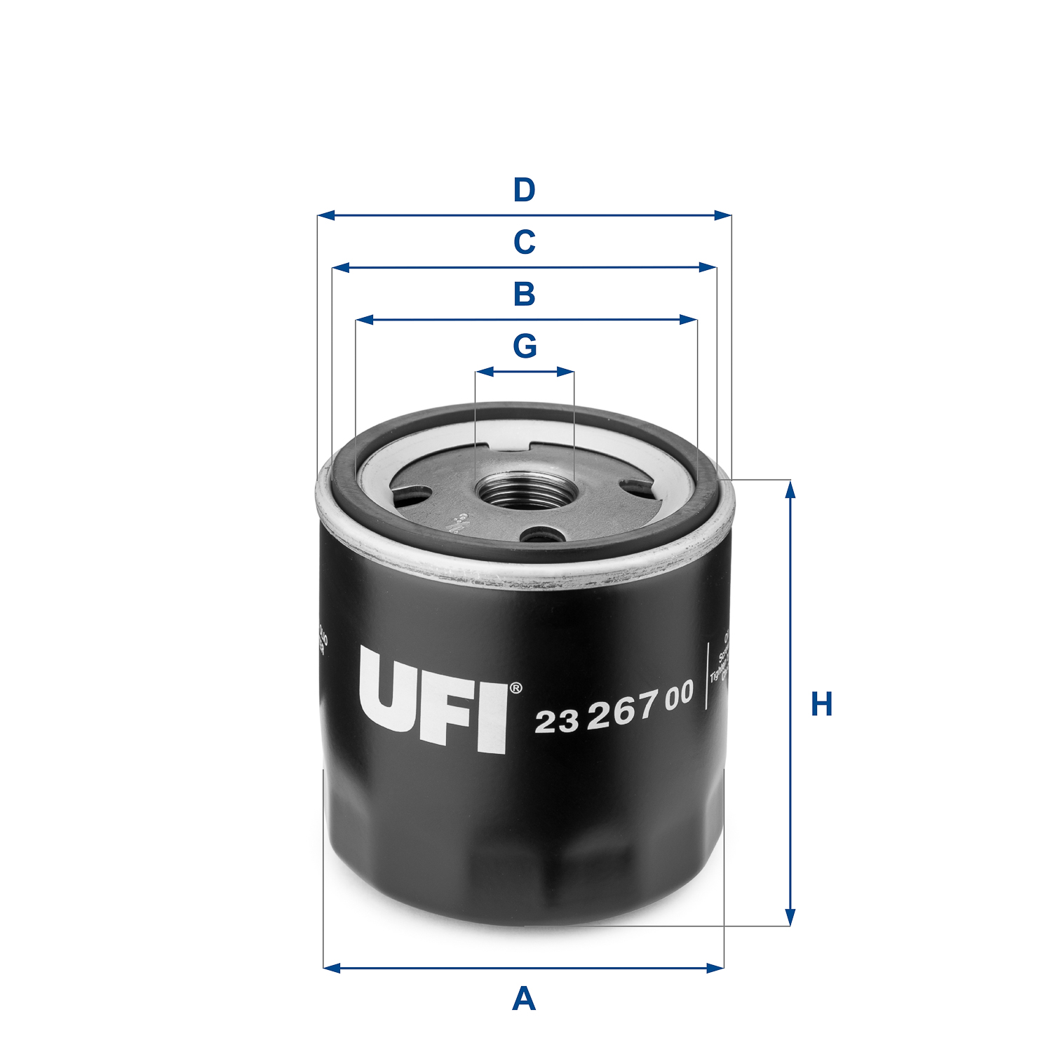 UFI Oliefilter 2326700 Påskruet 79mm 3/4-16 UNF for FORD FIAT VOLVO MAZDA