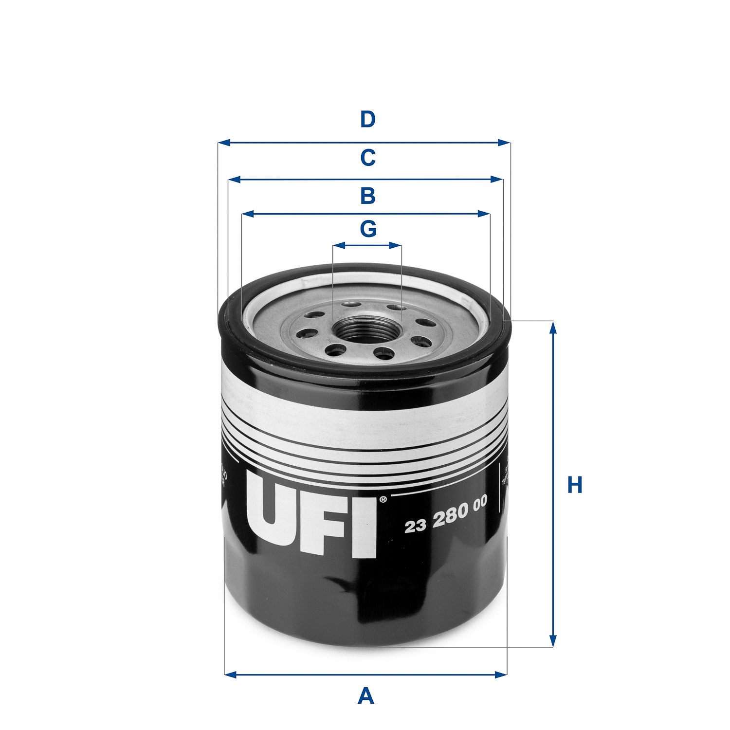 UFI Oliefilter 2328000 Påskruet 86mm M 22 X 1,5 for FORD CITROËN
