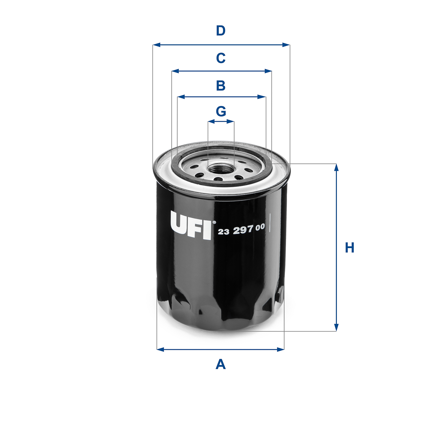 UFI Oliefilter 2329700 Påskruet 110mm 3/4-16 UNF for FIAT LAND ROVER MAHINDRA ROVER