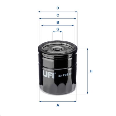UFI Oliefilter 2329800 Påskruet 81mm 3/4-16 UNF for SAAB FORD