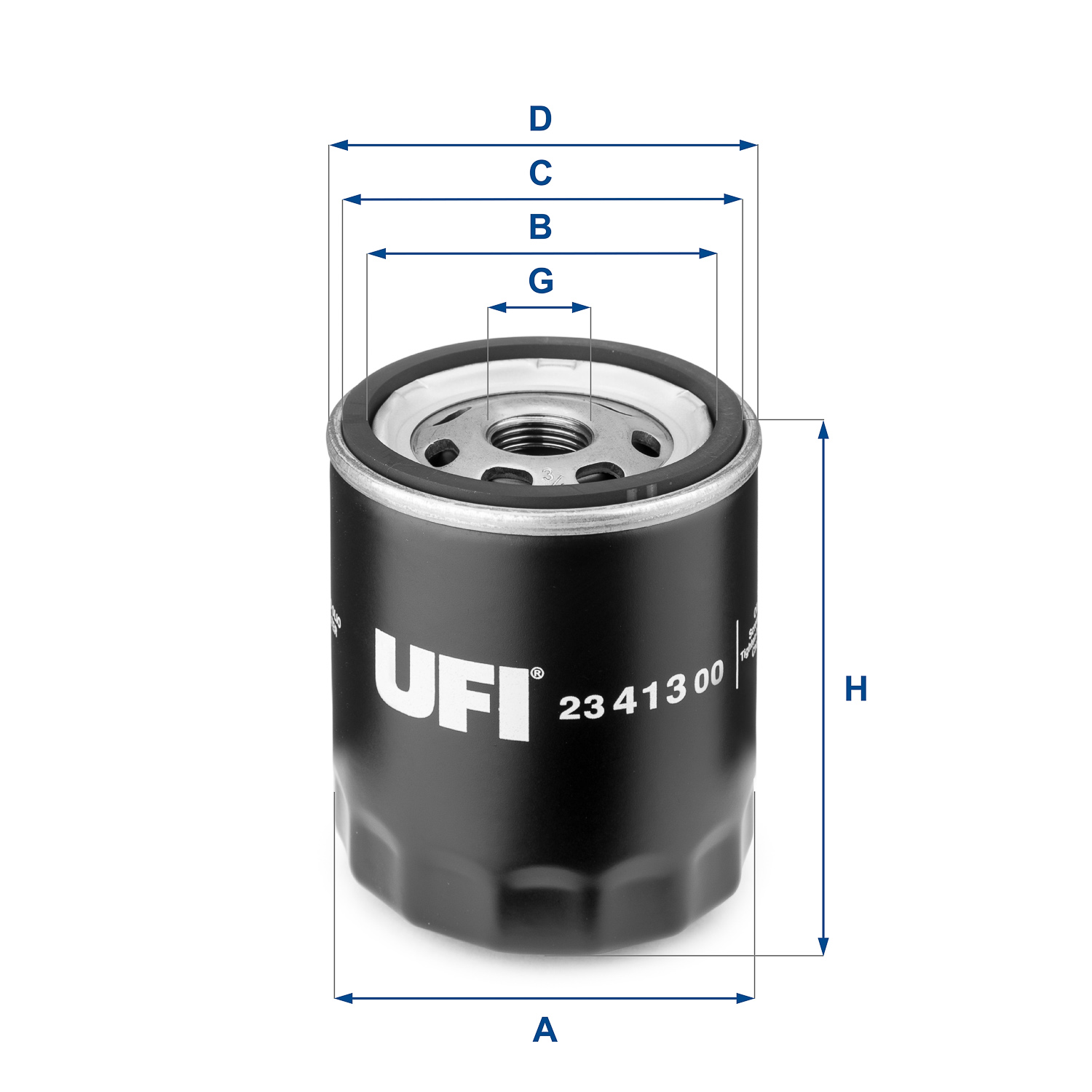 UFI Oliefilter 2341300 Påskruet 79mm 3/4-16 UNF for FORD VOLVO MAZDA CITROËN