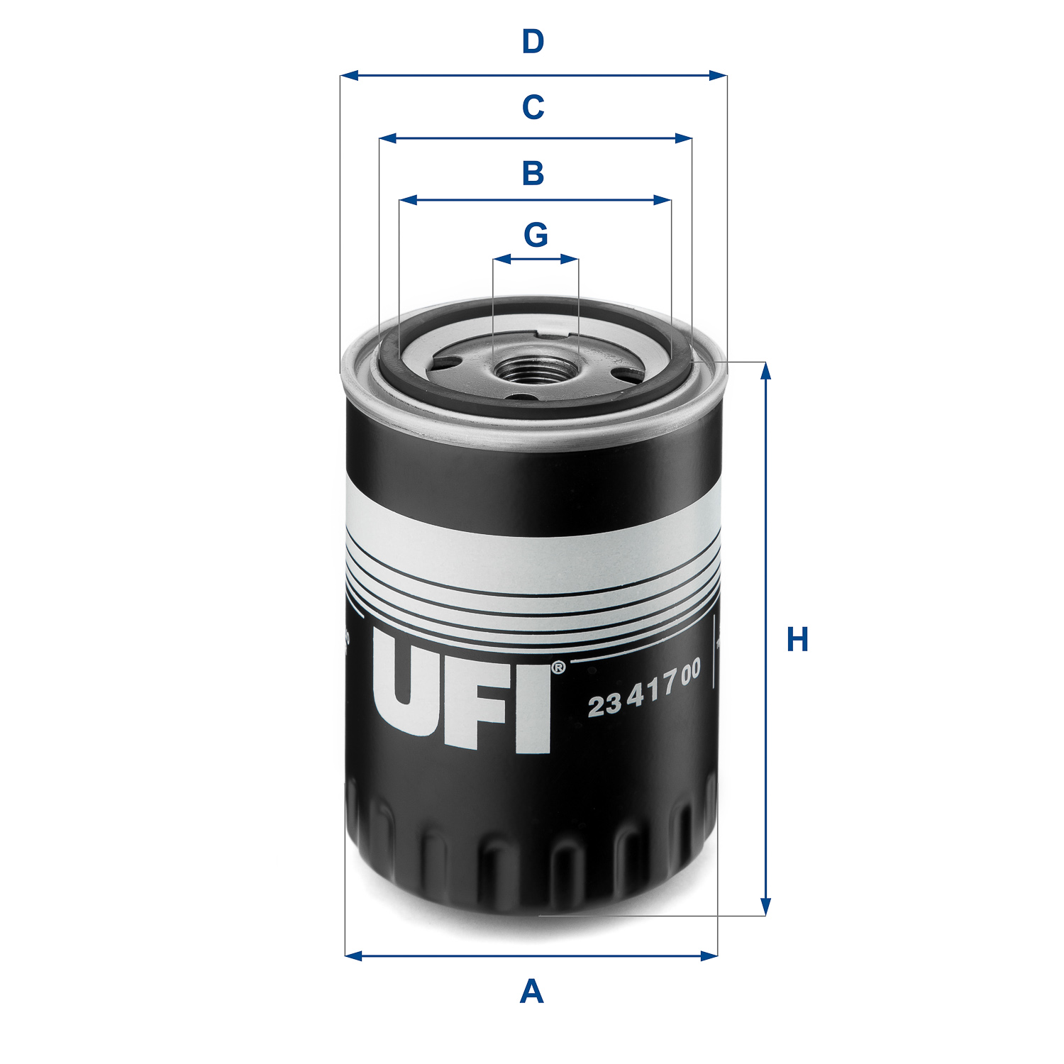 UFI Oliefilter 2341700 Påskruet 115mm 3/4-16 UNF for FORD CITROËN VAG
