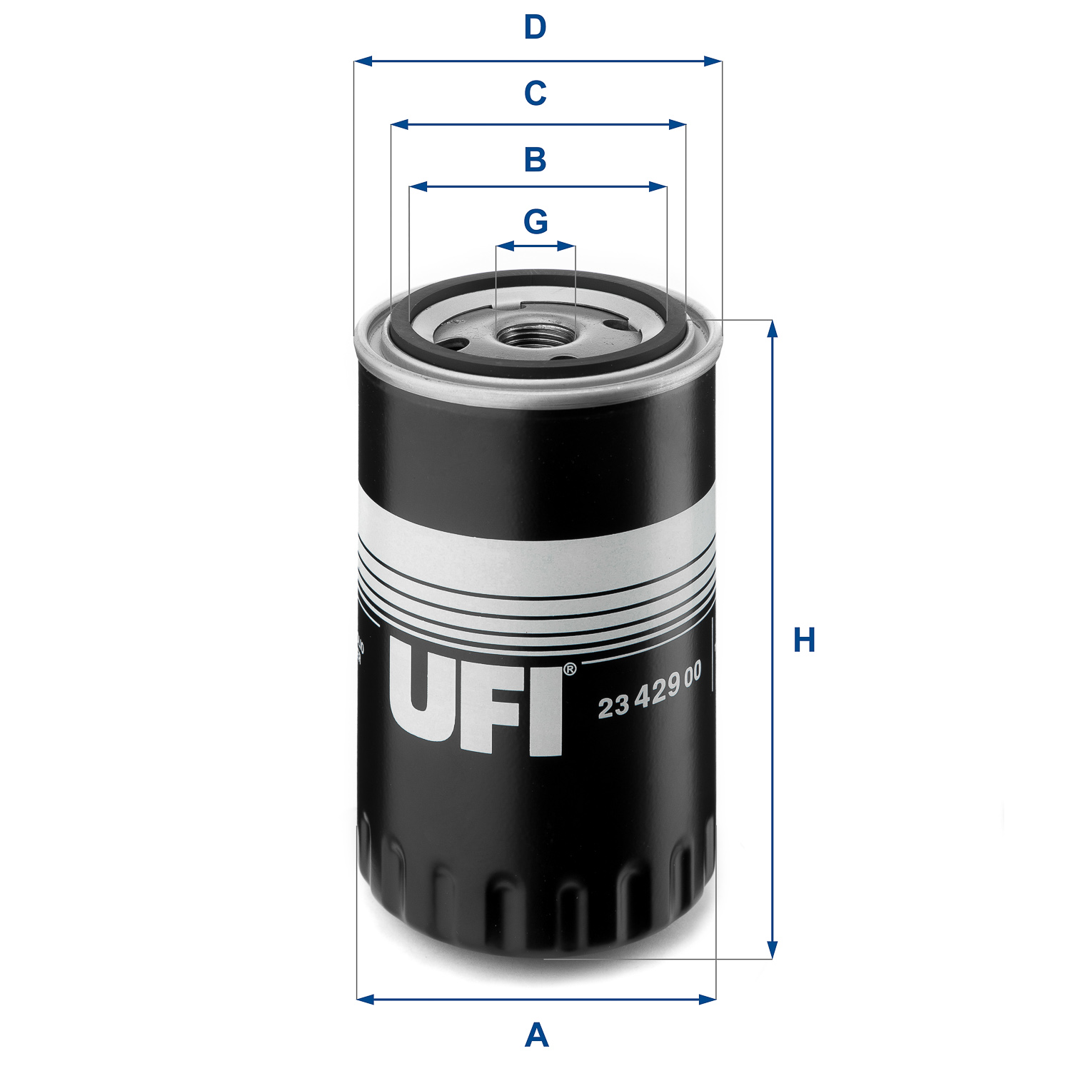 UFI Oliefilter 2342900 Påskruet 119mm 3/4-16 UNF for FORD CITROËN VAG