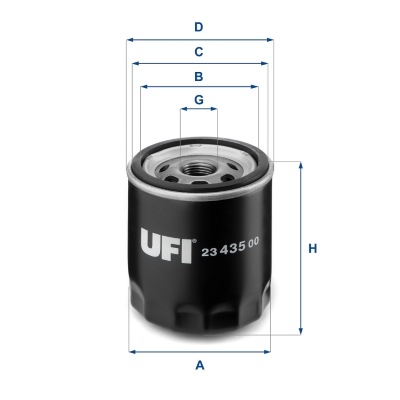 UFI Oliefilter 2343500 Påskruet 92mm 3/4-16 UNF for VAG CHRYSLER