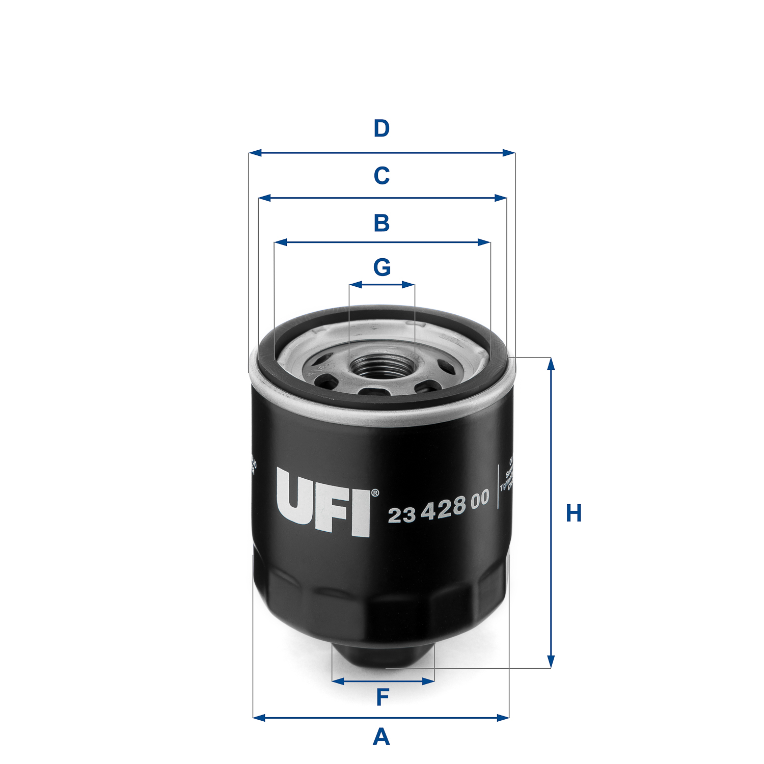 UFI Oliefilter 2342800 Påskruet 95mm 3/4-16 UNF for VAG