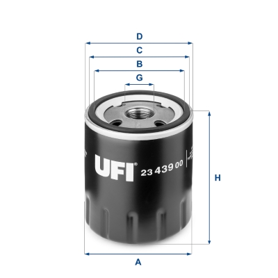 UFI Oliefilter 2343900 Påskruet 92mm M 20 X 1,5 - 6H for PIAGGIO FORD OPEL FIAT SUZUKI PEUGEOT CITROËN DAIHATSU TOYOTA