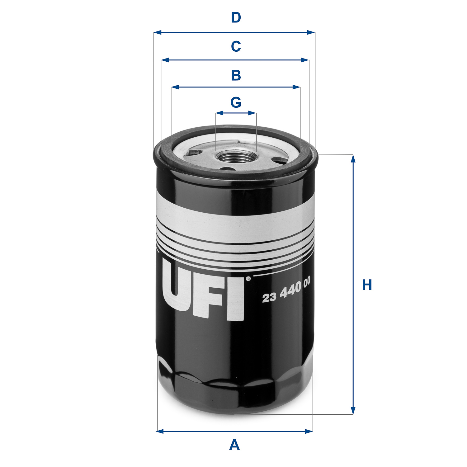 UFI Oliefilter 2344000 Påskruet 123mm 3/4-16 UNF for FORD CHRYSLER CITROËN MAZDA