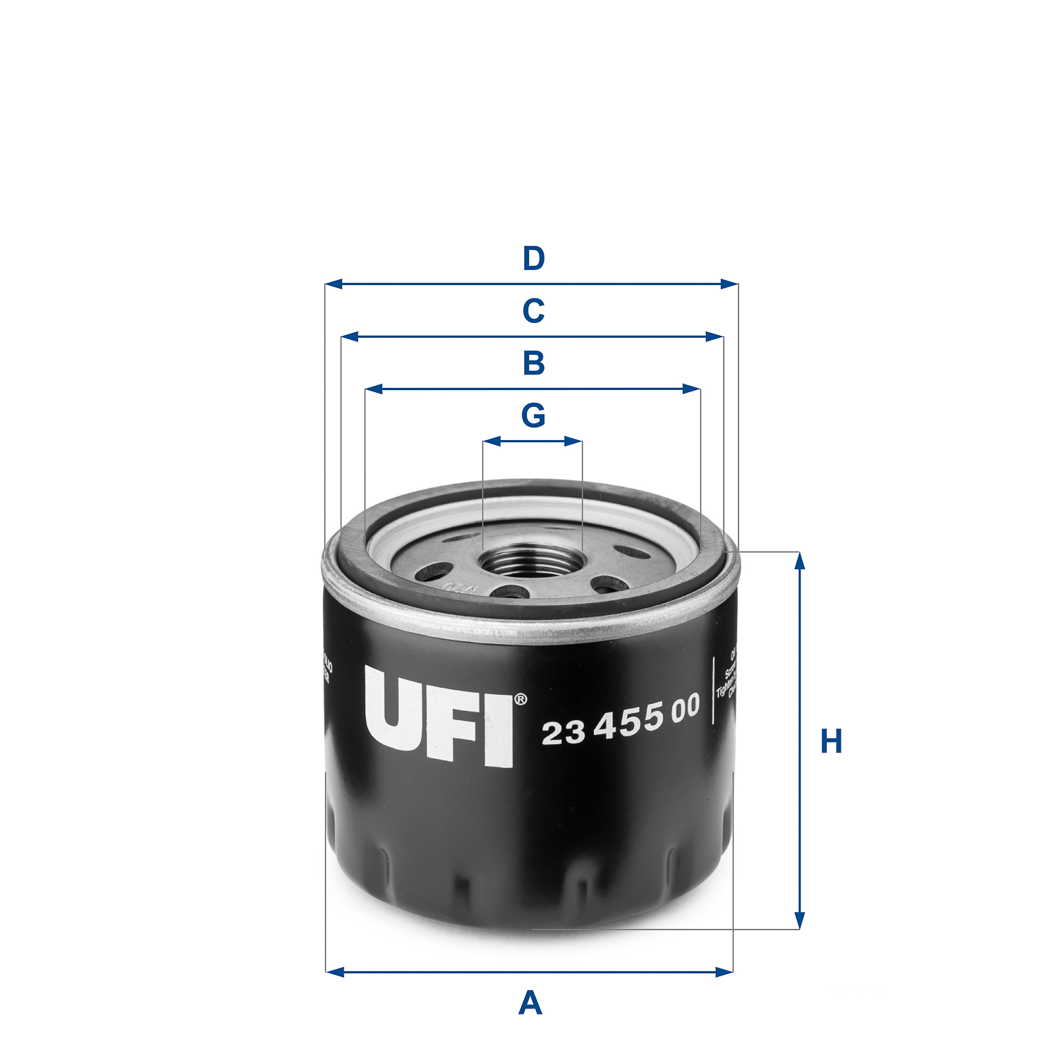 UFI Oliefilter 2345500 Påskruet 70mm M 20 X 1,5 for FIAT