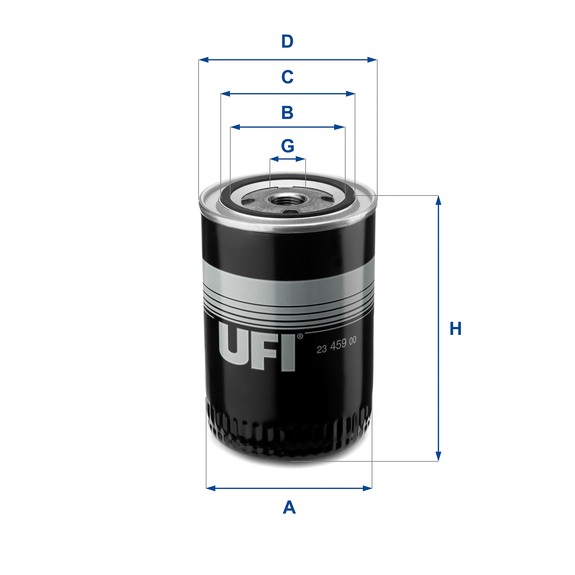 UFI Oliefilter 2345900 Påskruet 142mm 3/4-16 UNF for VAG