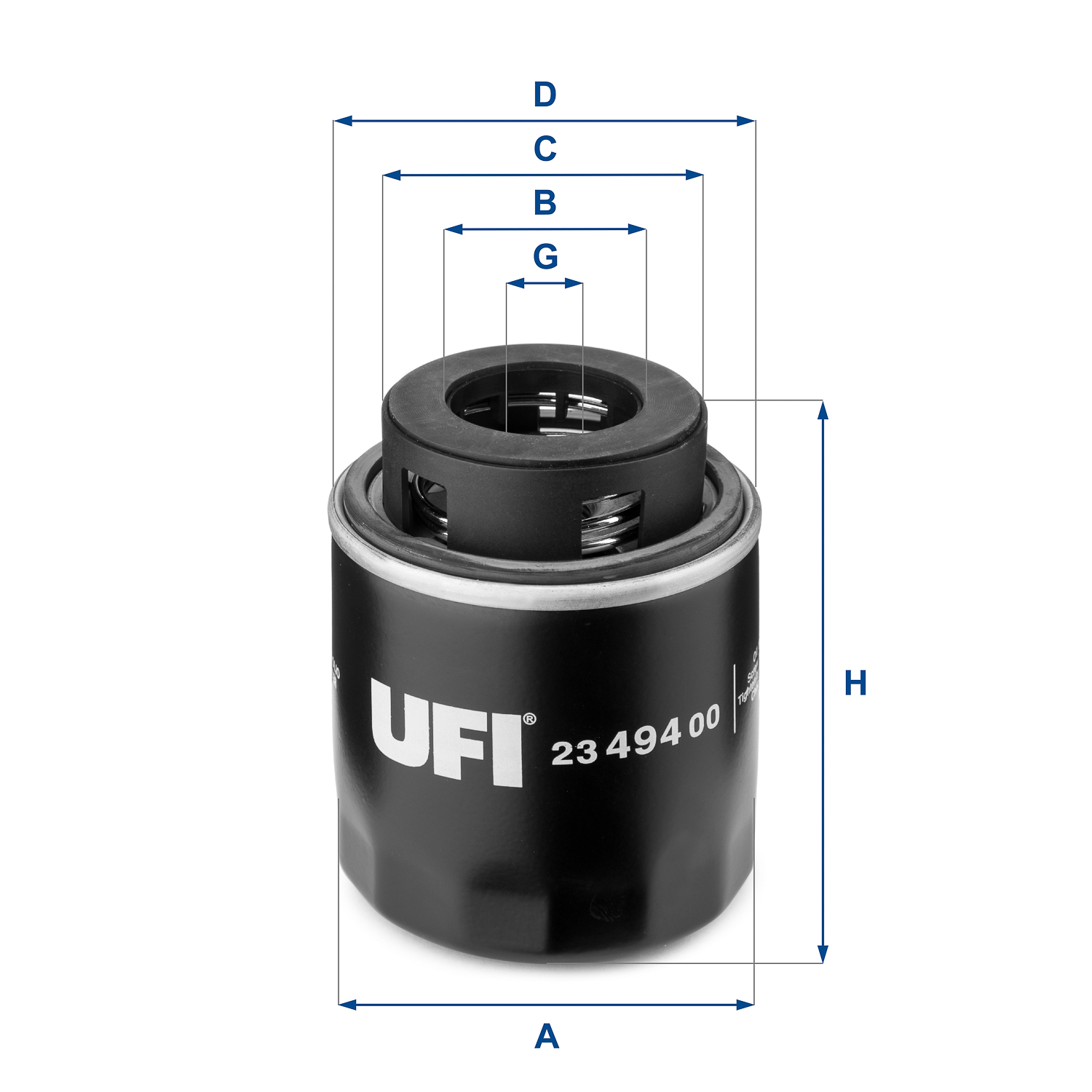 UFI Oliefilter 2349400 Påskruet 97mm 3/4-16 UNF for VAG