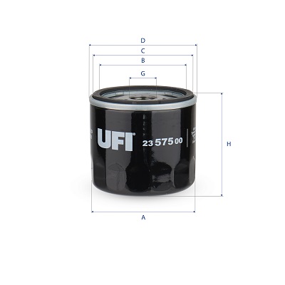 UFI Oliefilter 2357500 Påskruet 79mm 3/4-16 UNF for VAG