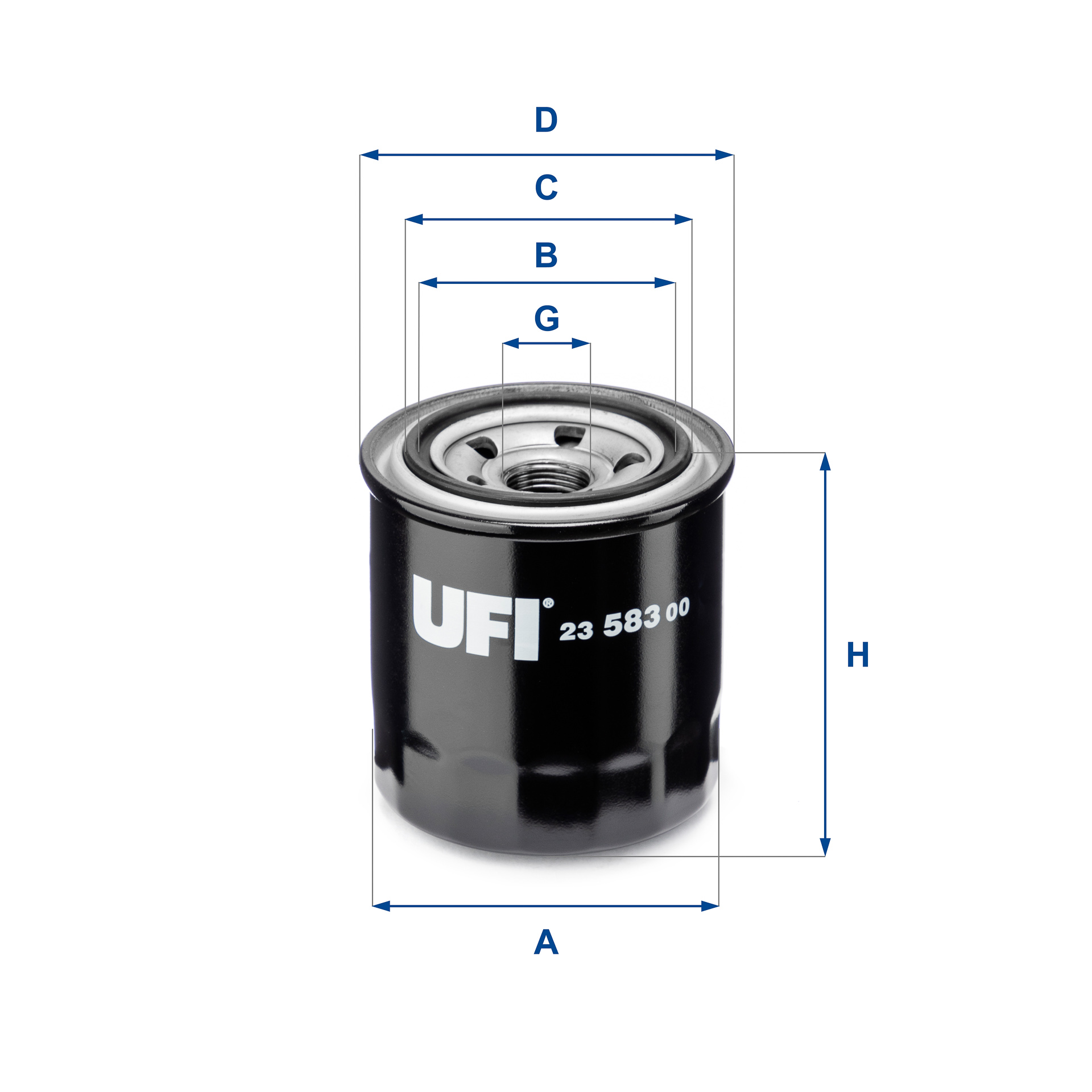 UFI Oliefilter 2358300 Påskruet 75mm M 20 X 1,5 for HYUNDAI KIA