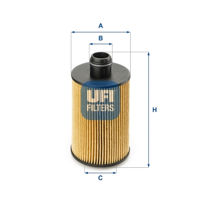 UFI Oliefilter 2511200 Filterindsats height_mm_209|Højde [mm]|125 outer_diameter_mm_497|Yderdiameter [mm]|66 inner_diameter_1_mm_995|Inder diameter 1