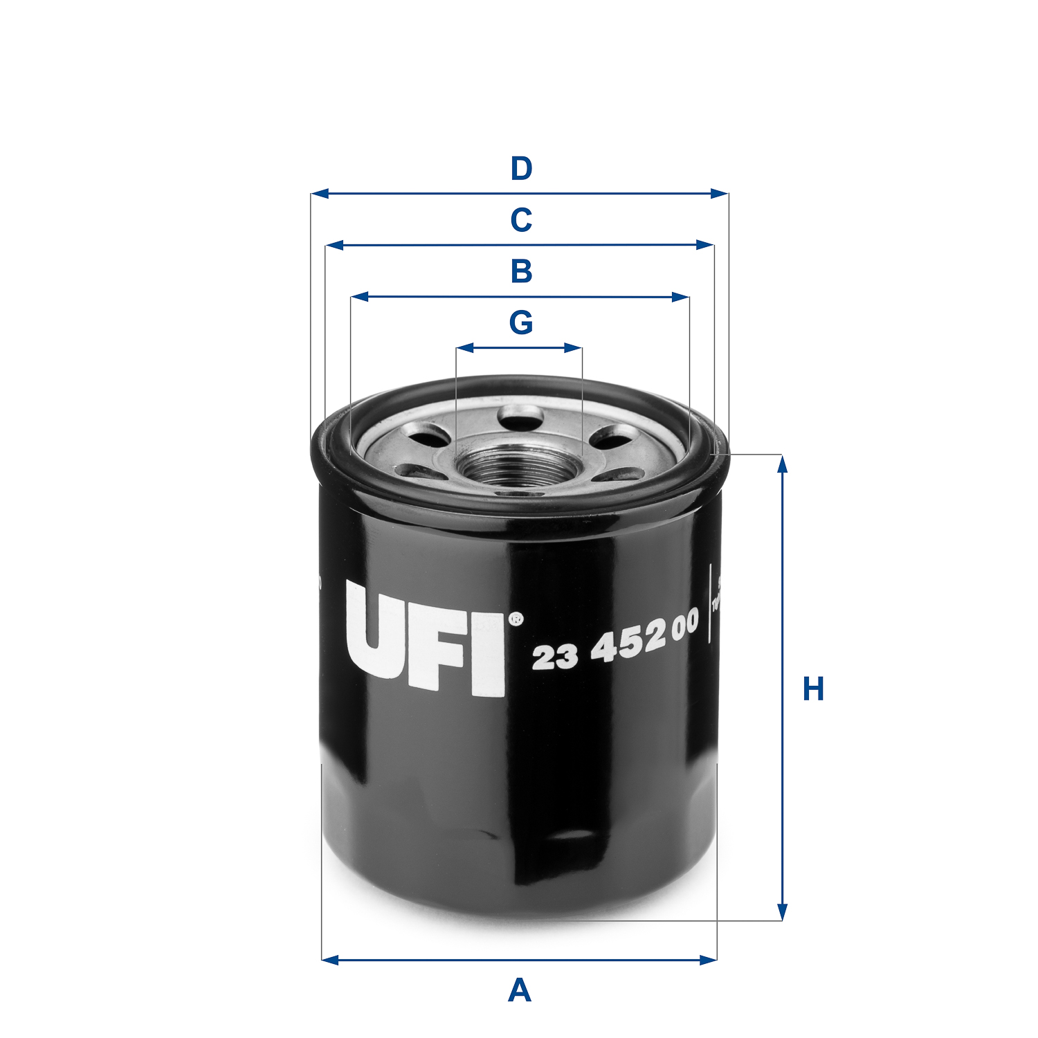 UFI Oliefilter 2345200 Påskruet 65mm M 20 X 1,5 for HYUNDAI KIA