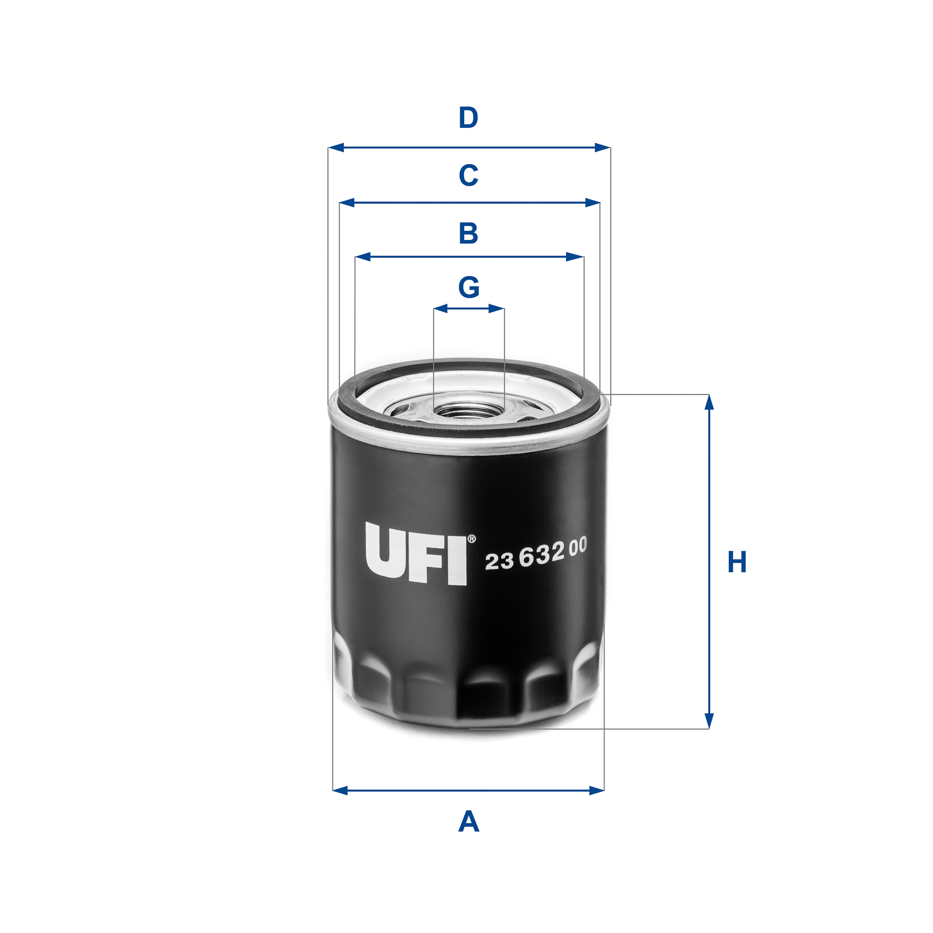 UFI Oliefilter 2363200 Påskruet 79mm 3/4-16 UNF for FORD VOLVO JAGUAR LAND ROVER