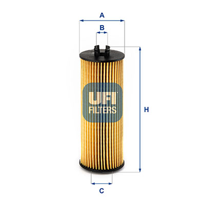 UFI Oliefilter 2524800 Filterindsats height_mm_209|Højde [mm]|138 outer_diameter_mm_497|Yderdiameter [mm]|52 inner_diameter_1_mm_995|Inder diameter 1