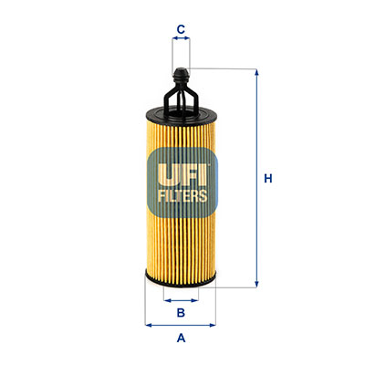 UFI Oliefilter 2525100 Filterindsats height_mm_209|Højde [mm]|156 outer_diameter_mm_497|Yderdiameter [mm]|51 inner_diameter_1_mm_995|Inder diameter 1