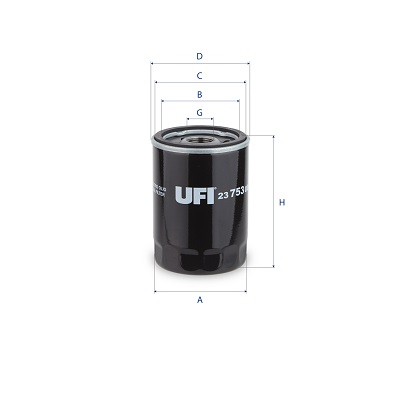 UFI Oliefilter 23.753.00 Påskruet 114mm for GENERAL MOTORS