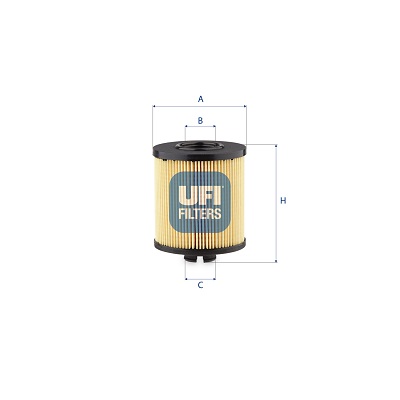 UFI Oliefilter 2528300 Filterindsats height_mm_209|Højde [mm]|124 outer_diameter_mm_497|Yderdiameter [mm]|91 inner_diameter_1_mm_995|Inder diameter 1