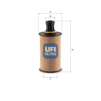 UFI Oliefilter 2529000 Filterindsats height_mm_209|Højde [mm]|133 outer_diameter_mm_497|Yderdiameter [mm]|58 inner_diameter_1_mm_995|Inder diameter 1