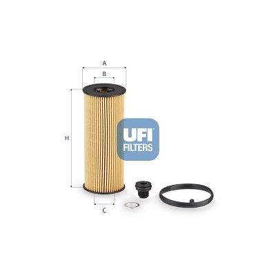 UFI Oliefilter 2529100 Filterindsats height_mm_209|Højde [mm]|143 outer_diameter_mm_497|Yderdiameter [mm]|55 inner_diameter_1_mm_995|Inder diameter 1