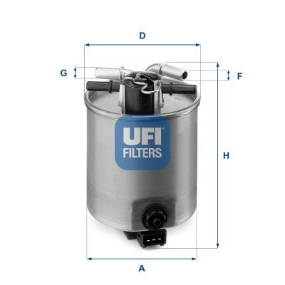 UFI Brændstof-filter 2402501 Filterindsats inlet__mm_916|Indgangs-Ø [mm]|10 outlet__mm_917|Udgangs-Ø [mm]|10 height_mm_209|Højde [mm]|145 outer_diamet
