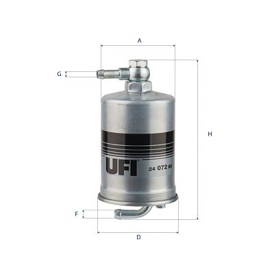UFI Brændstof-filter 2407200 Filterindsats inlet__mm_916|Indgangs-Ø [mm]|10 outlet__mm_917|Udgangs-Ø [mm]|10 height_mm_209|Højde [mm]|185 outer_diamet