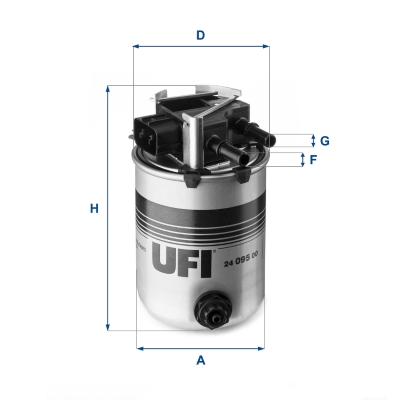 UFI Brændstof-filter 2409500 Filterindsats height_mm_209|Højde [mm]|157 thread_size_289|Gevindmål|M10 outer_diameter_mm_497|Yderdiameter [mm]|93 outer