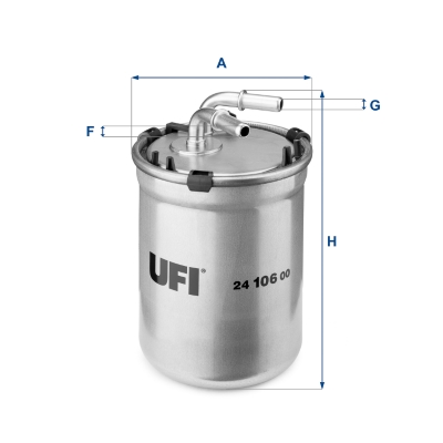 UFI Brændstof-filter 2410600 Filterindsats inlet__mm_916|Indgangs-Ø [mm]|7,9 outlet__mm_917|Udgangs-Ø [mm]|7,9 height_mm_209|Højde [mm]|134 outer_diam