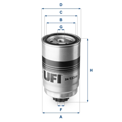 UFI Brændstof-filter 2412300 Filterindsats thread_size_1_991|Gevindmål 1|M 16 X 1,5 thread_size_2_992|Gevindmål 2|M 10 1,5 height_mm_209|Højde [mm]|13