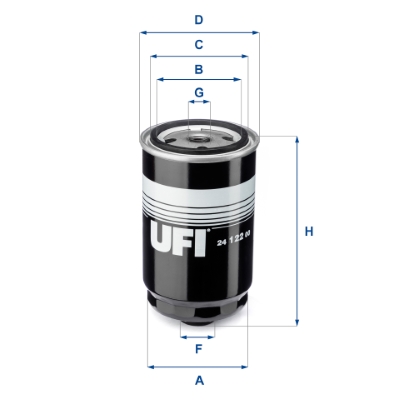 UFI Brændstof-filter 2412200 Filterindsats thread_size_1_991|Gevindmål 1|M 16 X 1,5 thread_size_2_992|Gevindmål 2|M 12 1,25 height_mm_209|Højde [mm]|1