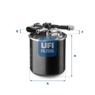 UFI Brændstof-filter 2415100 Filterindsats inlet__mm_916|Indgangs-Ø [mm]|10 outlet__mm_917|Udgangs-Ø [mm]|8 height_mm_209|Højde [mm]|100 outer_diamete
